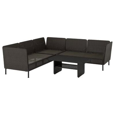 VITTSKÄR 4-seat conversation set, outdoor, outdoor/plastic rattan dark grey