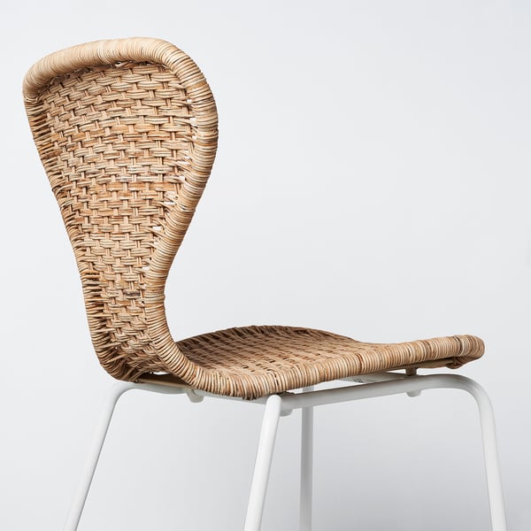 VOXLÖV / ÄLVSTA Table and 4 chairs, light bamboo/rattan white, 180x90 cm