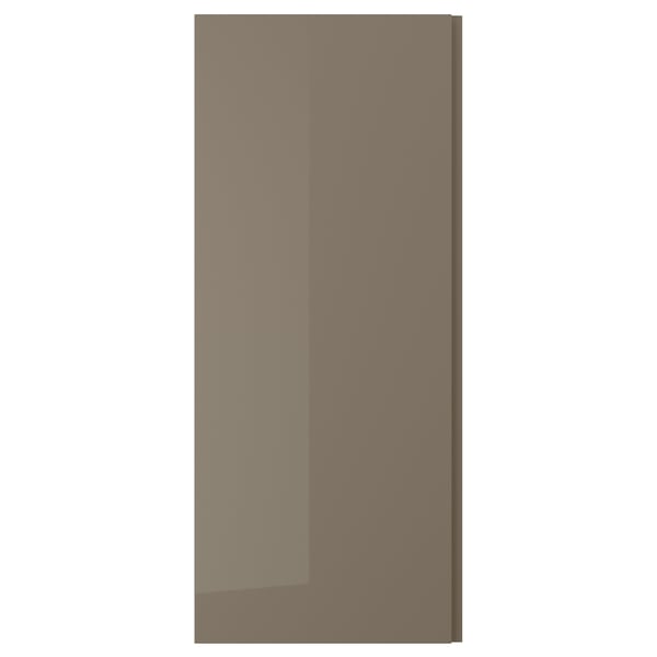 VOXTORP Door, high-gloss dark grey-brown/vertical handle, 60x140 cm