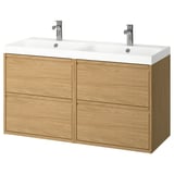 ÄNGSJÖN / BACKSJÖN Élément lavabo/vasque/mitigeur, motif chêne, 120x49x69 cm