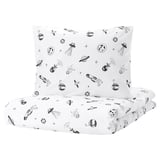 AFTONSPARV Housse de couette et 1 taie, espace blanc/noir, 150x200/50x60 cm
