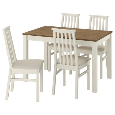 ÅLHULT / ÅLHULT Table et 4 chaises, beige/brun/Kabusa beige clair beige, 120/170x80 cm