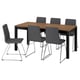 ÅLHULT / LILLÅNÄS Table et 6 chaises, noir/brun/Gunnared gris foncé chromé, 170/220x80 cm