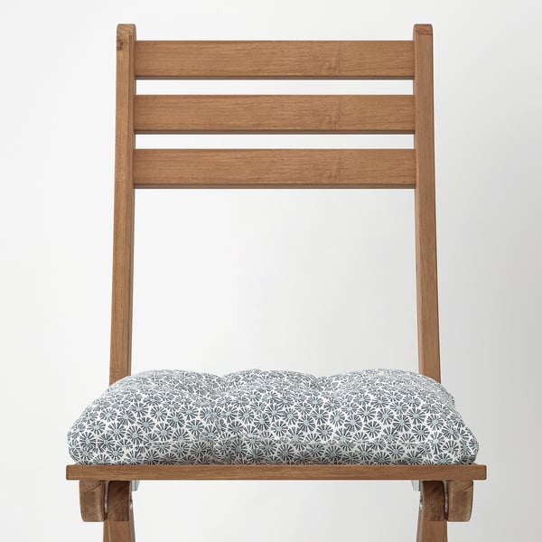 ASKHOLMEN Chaise, extérieur, pliable brun foncé/Klösan bleu