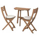 ASKHOLMEN Table mur+2 chaises pliantes, ext, brun foncé/Frösön/Duvholmen beige, 70x44 cm