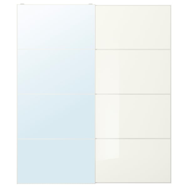AULI / FÄRVIK Jeu 2 ptes coul, miroir/verre blanc, 200x236 cm