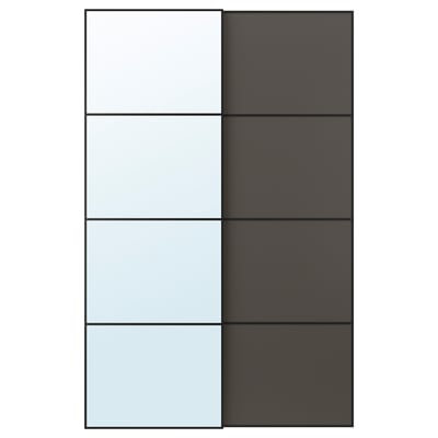 AULI / MEHAMN Jeu 2 ptes coul, noir miroir/double face gris foncé, 150x236 cm