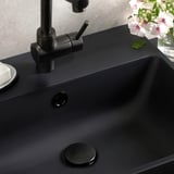BACKSJÖN Vasque semi-encastré avec siphon, noir, 50x43 cm