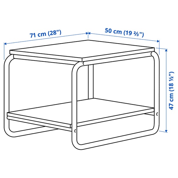BAGGBODA Table d'appoint, jaune clair, 71x50 cm