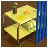 BAGGBODA Table d'appoint, jaune clair, 71x50 cm