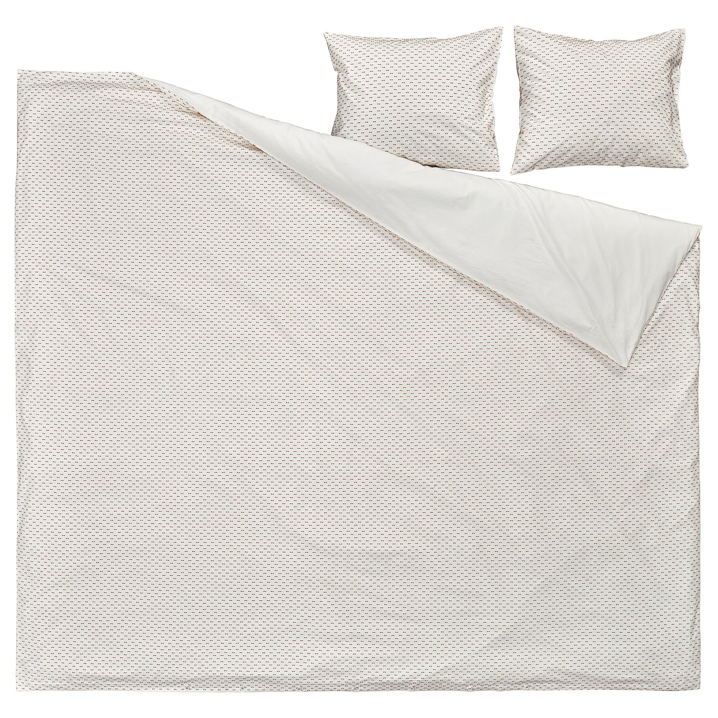 BANDKNIPPE Housse de couette et 2 taies, blanc/beige, 240x220/50x60 cm