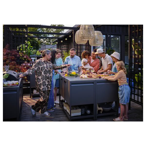 BÅTSKÄR Barbecue au charbon, extérieur/gris foncé, 120x60 cm
