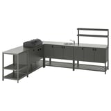 BÅTSKÄR Cuisine ext barbecue charbon+meuble, gris foncé, 240x300 cm