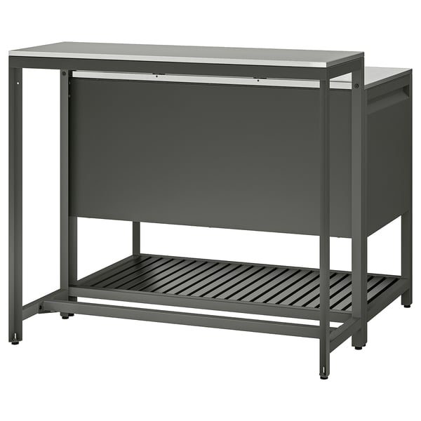 BÅTSKÄR Îlot de cuisine ext av table bar, gris foncé, 120x100 cm