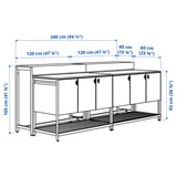 BÅTSKÄR Îlot de cuisine ext av table bar, gris foncé, 240x100 cm