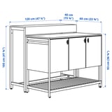 BÅTSKÄR Îlot de cuisine ext av table bar, gris foncé, 120x100 cm