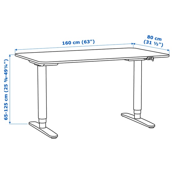 BEKANT Bureau assis/debout, blanc, 160x80 cm