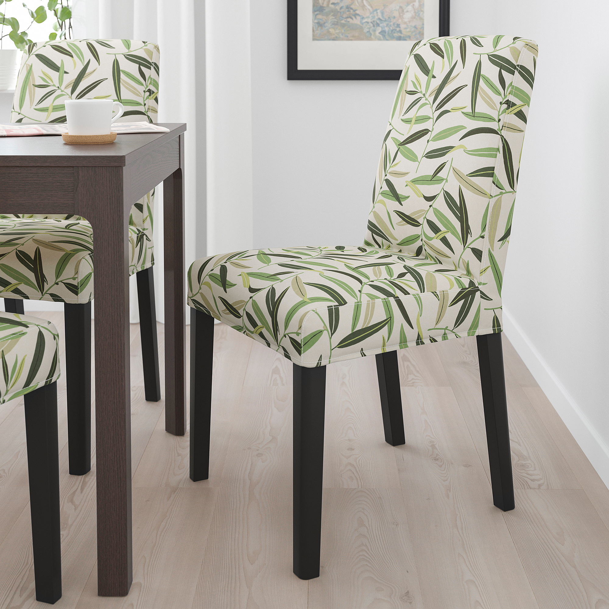 BERGMUND Chaise, noir/Fågelfors multicolore