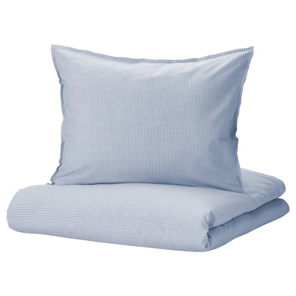 BERGPALM Housse de couette et 2 taies, bleu/rayé, 240x220/50x60 cm
