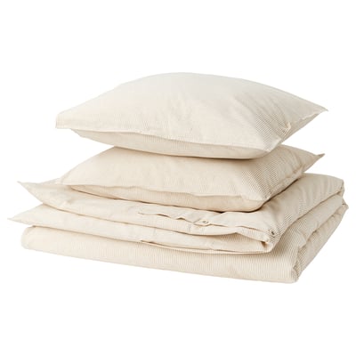 BERGPALM Housse de couette et 2 taies, jaune/blanc/rayé, 240x220/50x60 cm