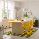 BERGSHYTTAN / LYCKAN Table et 6 chaises, effet teinté plaqué bouleau/jaune plaqué bouleau, 240x93 cm