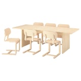 BERGSHYTTAN / LYCKAN Table et 6 chaises, effet teinté plaqué bouleau/plaqué bouleau, 240x93 cm