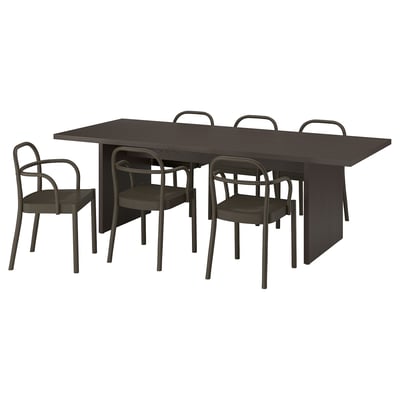 BERGSHYTTAN / STOCKHOLM 2025 Table et 6 chaises, placage frêne brun foncé/brun foncé, 240x93 cm