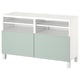 BESTÅ Banc TV avec portes, blanc/Hjortviken/Stubbarp gris-vert pâle, 120x42x74 cm