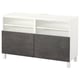 BESTÅ Banc TV avec portes, blanc Kallviken/Stubbarp/gris foncé imitation ciment, 120x42x74 cm