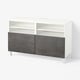 BESTÅ Banc TV avec portes, blanc Kallviken/Stubbarp/gris foncé imitation ciment, 120x42x74 cm