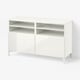 BESTÅ Banc TV avec portes, blanc/Selsviken/Nannarp brillant/blanc, 120x42x74 cm