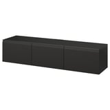 BESTÅ Banc TV avec portes, brun noir Hammarsmed/anthracite, 180x42x38 cm