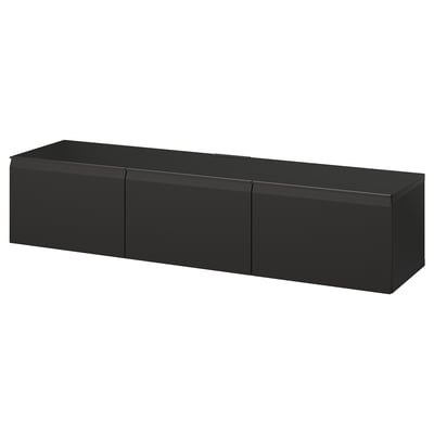 BESTÅ Banc TV avec portes, brun noir Hammarsmed/anthracite, 180x42x38 cm