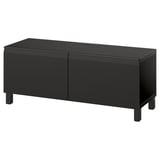 BESTÅ Banc TV avec portes, brun noir/Hammarsmed/Stubbarp anthracite, 120x42x48 cm