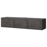 BESTÅ Banc TV avec portes, brun noir/Kallviken imitation ciment, 180x42x38 cm