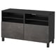 BESTÅ Banc TV avec portes, brun noir Kallviken/Stubbarp/gris foncé imitation ciment, 120x42x74 cm