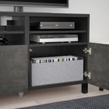 BESTÅ Banc TV avec portes, brun noir Kallviken/Stubbarp/gris foncé imitation ciment, 120x42x74 cm
