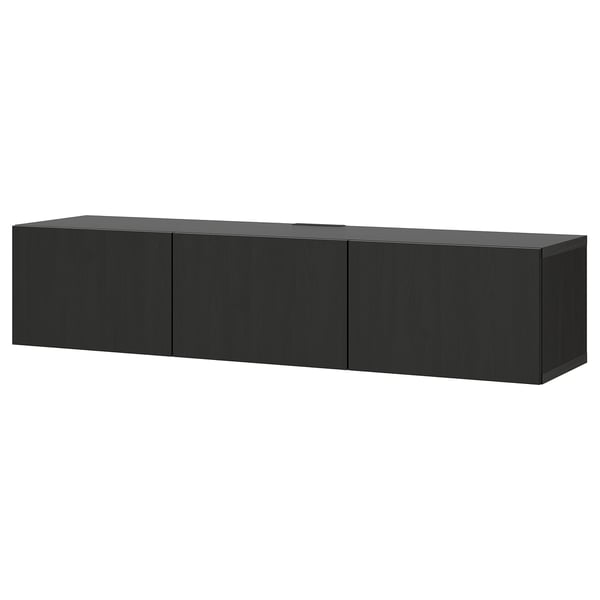BESTÅ Banc TV avec portes, brun noir/Lappviken brun noir, 180x42x38 cm