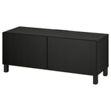 BESTÅ Banc TV avec portes, brun noir/Lappviken/Stubbarp brun noir, 120x42x48 cm
