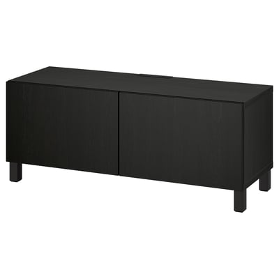 BESTÅ Banc TV avec portes, brun noir/Lappviken/Stubbarp brun noir, 120x42x48 cm