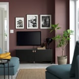 BESTÅ Banc TV avec portes, brun noir/Lappviken/Stubbarp brun noir, 120x42x48 cm