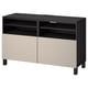 BESTÅ Banc TV avec portes, brun noir/Lappviken/Stubbarp gris clair/beige, 120x42x74 cm