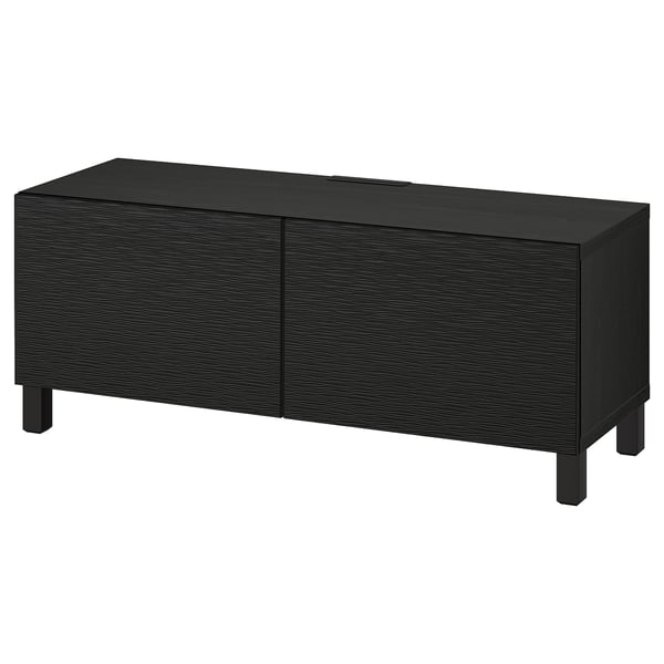 BESTÅ Banc TV avec portes, brun noir/Laxviken/Stubbarp noir, 120x42x48 cm