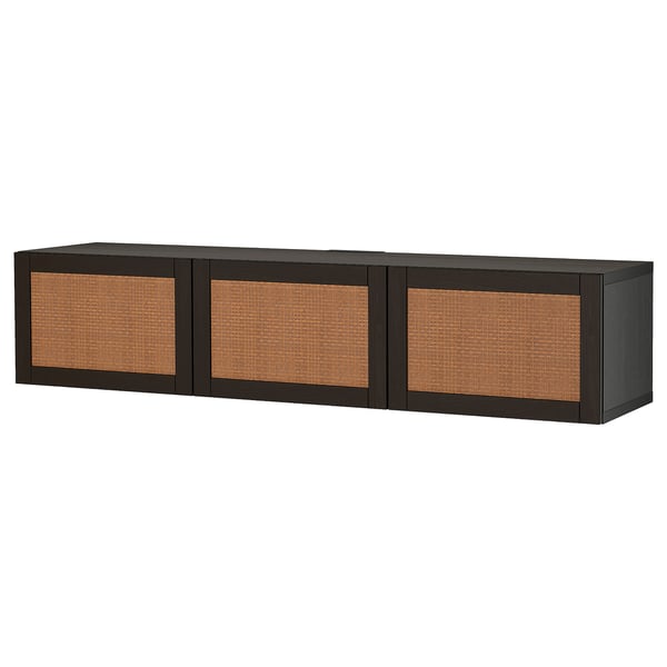 BESTÅ Banc TV avec portes, brun noir/Studsviken brun foncé, 180x42x38 cm