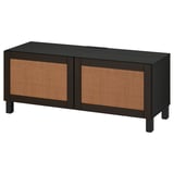 BESTÅ Banc TV avec portes, brun noir/Studsviken/Stubbarp brun foncé, 120x42x48 cm