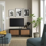 BESTÅ Banc TV avec portes, brun noir/Studsviken/Stubbarp brun foncé, 120x42x48 cm