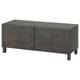 BESTÅ Banc TV avec portes, gris foncé/Kallviken/Stubbarp gris foncé, 120x42x48 cm