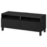 BESTÅ Banc TV avec tiroirs, brun noir/Laxviken/Stubbarp noir, 120x42x48 cm