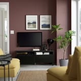 BESTÅ Banc TV avec tiroirs, brun noir/Laxviken/Stubbarp noir, 120x42x48 cm