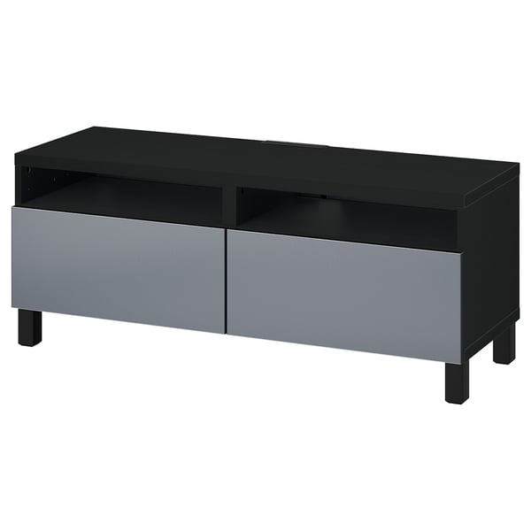 BESTÅ Banc TV avec tiroirs, brun noir/Riksviken/Stubbarp effet étain noir brossé, 120x42x48 cm